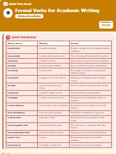 First page of Formal Verbs for Academic Writing