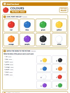 First page of First Words: Colours, Pre-A1 worksheet
