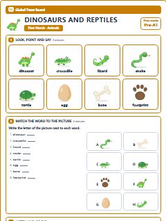 First page of First Words: Dinosaurs and Reptiles, Pre-A1 worksheet