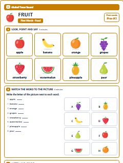 First page of First Words: Fruit, Pre-A1 worksheet