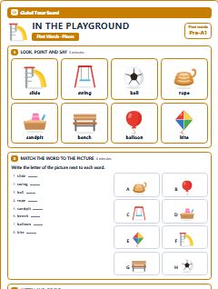 First page of First Words: In the Playground, Pre-A1 worksheet