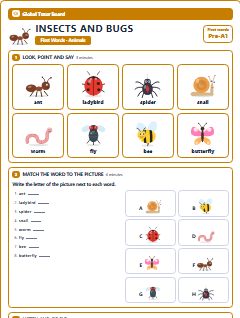 First page of First Words: Insects and Bugs, Pre-A1 worksheet