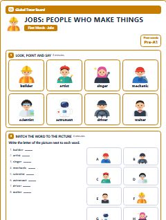 First page of First Words: Jobs: People Who Make Things, Pre-A1 worksheet