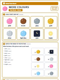 First page of First Words: More Colours, Pre-A1 worksheet