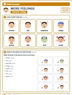 First page of First Words: More Feelings, Pre-A1 worksheet