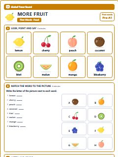 First page of First Words: More Fruit, Pre-A1 worksheet