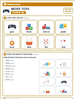 First page of First Words: More Toys, Pre-A1 worksheet