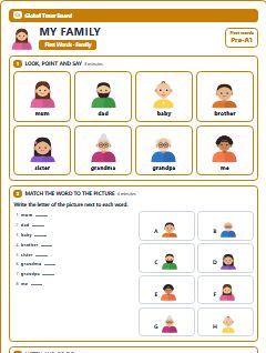 First page of First Words: My Family, Pre-A1 worksheet