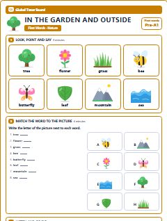 First page of First Words: In the Garden and Outside, Pre-A1 worksheet