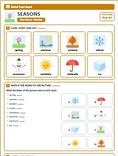First page of First Words: Seasons, Pre-A1 worksheet