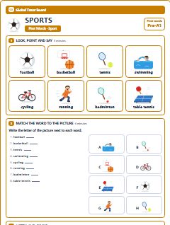 First page of First Words: Sports, Pre-A1 worksheet