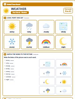 First page of First Words: Weather, Pre-A1 worksheet