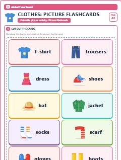 First page of Clothes: Picture Flashcards, A1 speaking cards