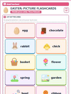 First page of Easter: Picture Flashcards, A1 speaking cards