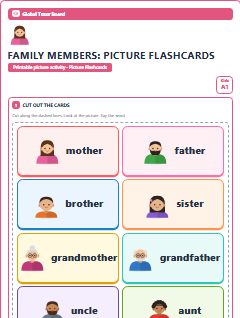 First page of Family Members: Picture Flashcards, A1 speaking cards