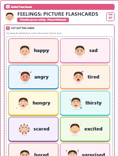 First page of Feelings: Picture Flashcards, A1 speaking cards
