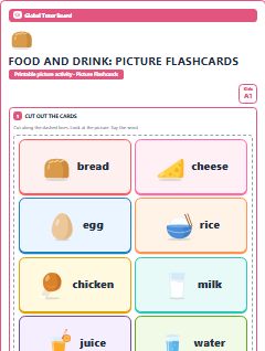 First page of Food and Drink: Picture Flashcards, A1 speaking cards