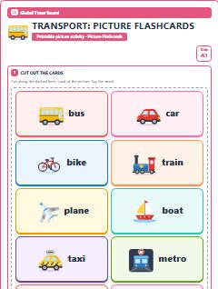 First page of Transport: Picture Flashcards, A1 speaking cards
