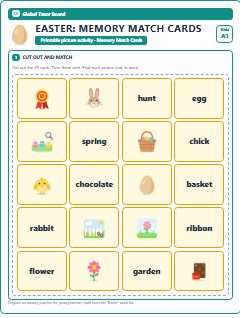 First page of Easter: Memory Match Cards, A1 speaking cards