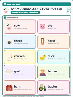 First page of Farm Animals: Picture Poster, A1 posters