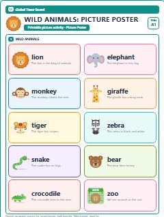 First page of Wild Animals: Picture Poster, A1 posters