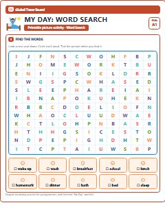 First page of My Day: Word Search, A1 worksheet