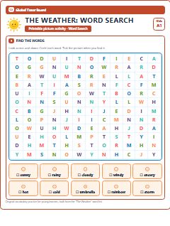 First page of The Weather: Word Search, A1 worksheet