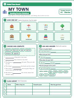 First page of My Town, A1 worksheet