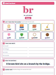First page of Phonics: br, Pre-A1 phonics sheet