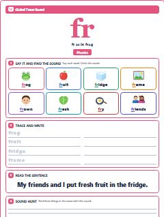 First page of Phonics: fr, Pre-A1 phonics sheet