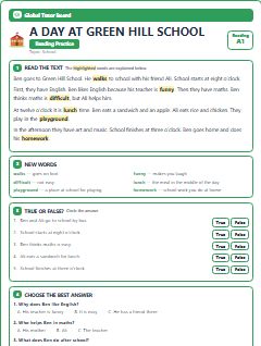 First page of A Day at Green Hill School