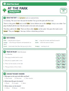 First page of At the Park, A1 reading text