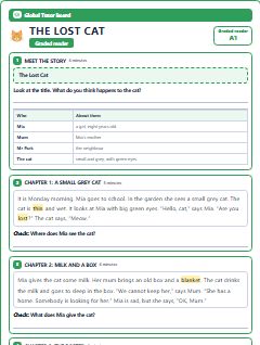 First page of Graded Reader: The Lost Cat, A1 reading text
