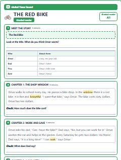 First page of Graded Reader: The Red Bike, A1 reading text