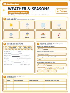 First page of Weather & Seasons — A1 Starter