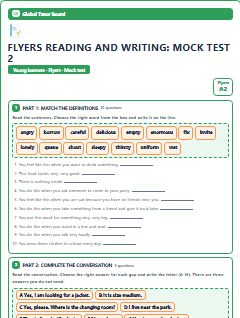 First page of Flyers Reading and Writing: Mock Test 2, A2 exam practice