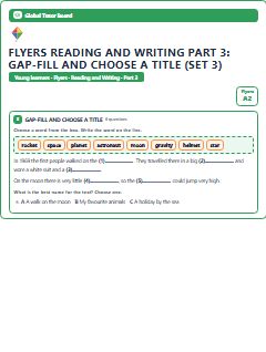 First page of Flyers Reading and Writing Part 3: Gap-fill and Choose a Title (Set 3), A2 exam practice
